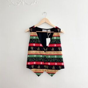 Vintage Christmas Striped Vest